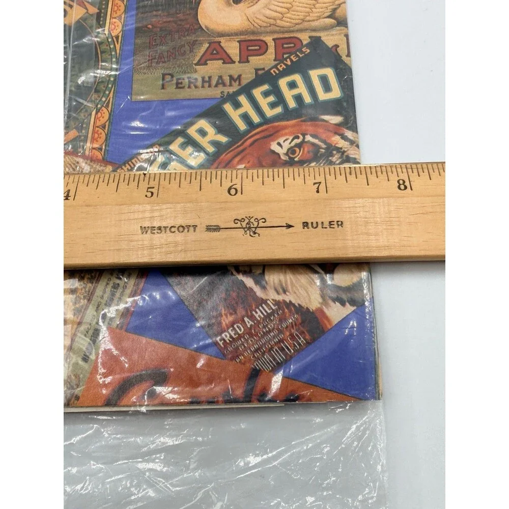 Gibson Vintage Style Fruit Crate Label Collage Gift Wrap Paper 2 Sheets 20